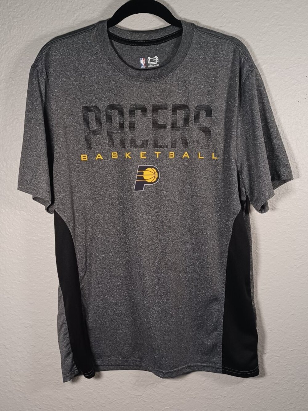 Indiana Pacers NBA Ultra Game Tshirt Lightweight Men's XL Gray Gold Black